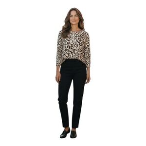 Chico's Women's L (2) Cheetah Print Buttons Back 3/4 Sleeve Cotton Blend Tunic